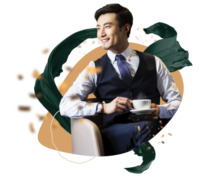 man enjoying coffee